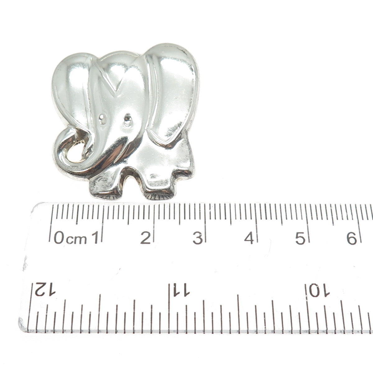 925 Sterling Silver Vintage Mexico Modernist Puffy Elephant Pin Brooch