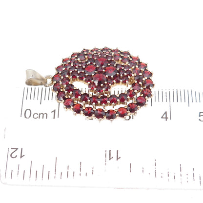 Granat Turnov 925 Sterling Gold Plated Vintage Czechia Bohemian Garnet Pendant