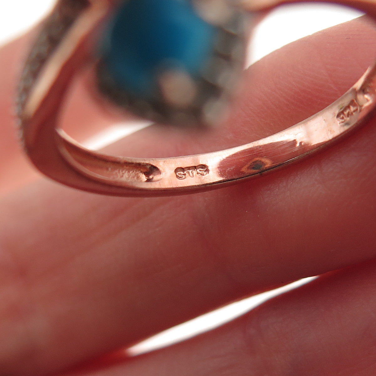 Chuck Clemency 925 Sterling Silver Gold Plated Real Turquoise Topaz Ring Size 8