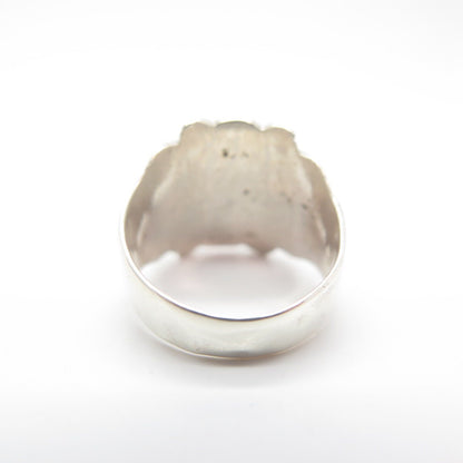 925 Sterling Silver Vintage Wide Tribal Ring Size 8.25