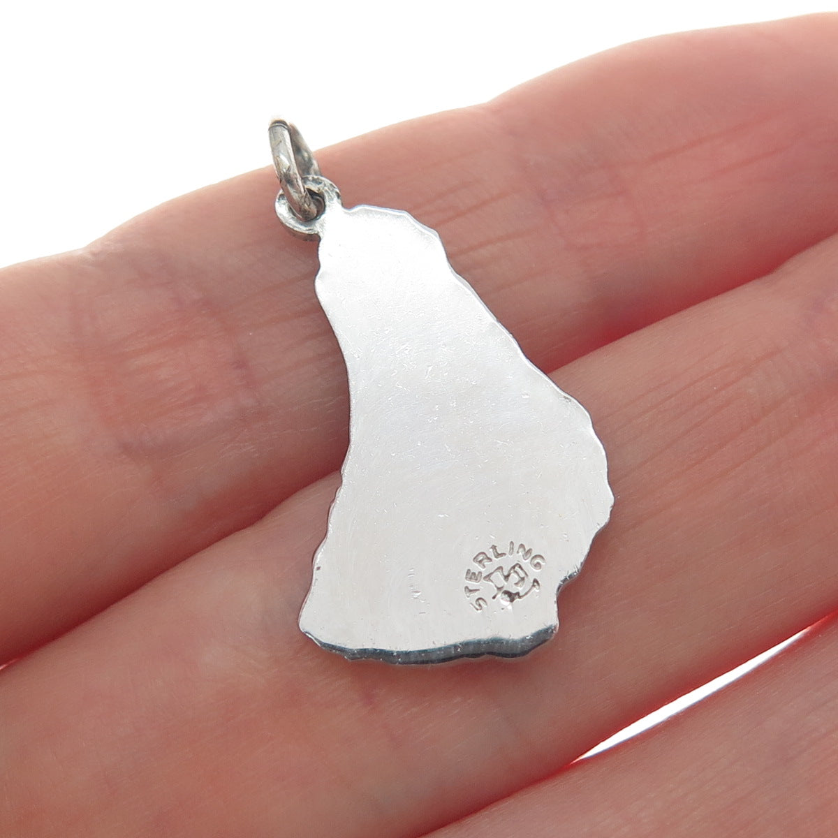 925 Sterling Silver Vintage Enamel Barbados W.I. Minimalist Charm Pendant