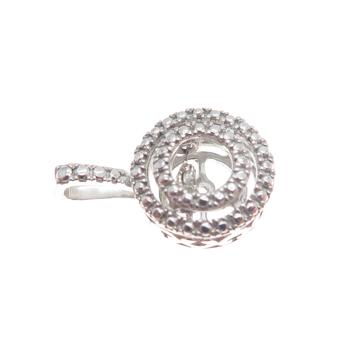 925 Sterling Silver Round-Cut Shaped C Z Minimalist Pendant