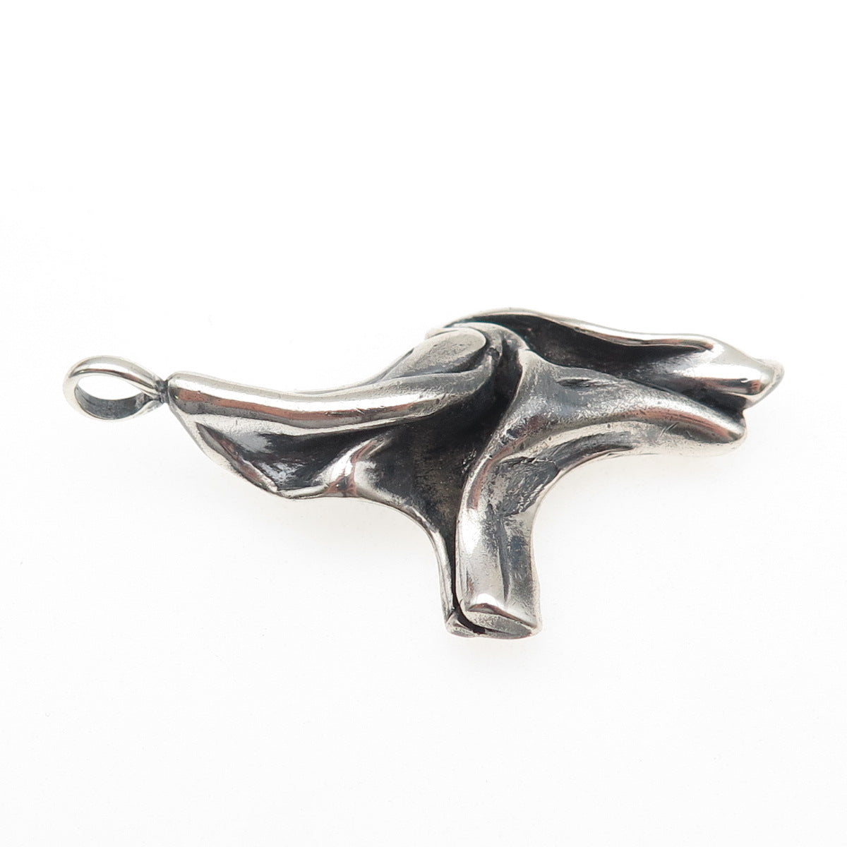 925 Sterling Silver Vintage Modernist Oxidized Charm Pendant