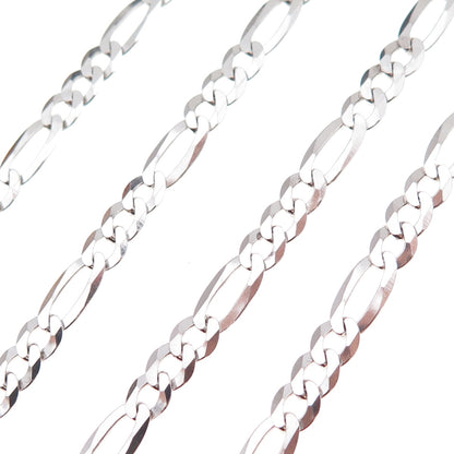 925 Sterling Silver Italy Figaro Chain Necklace 20"
