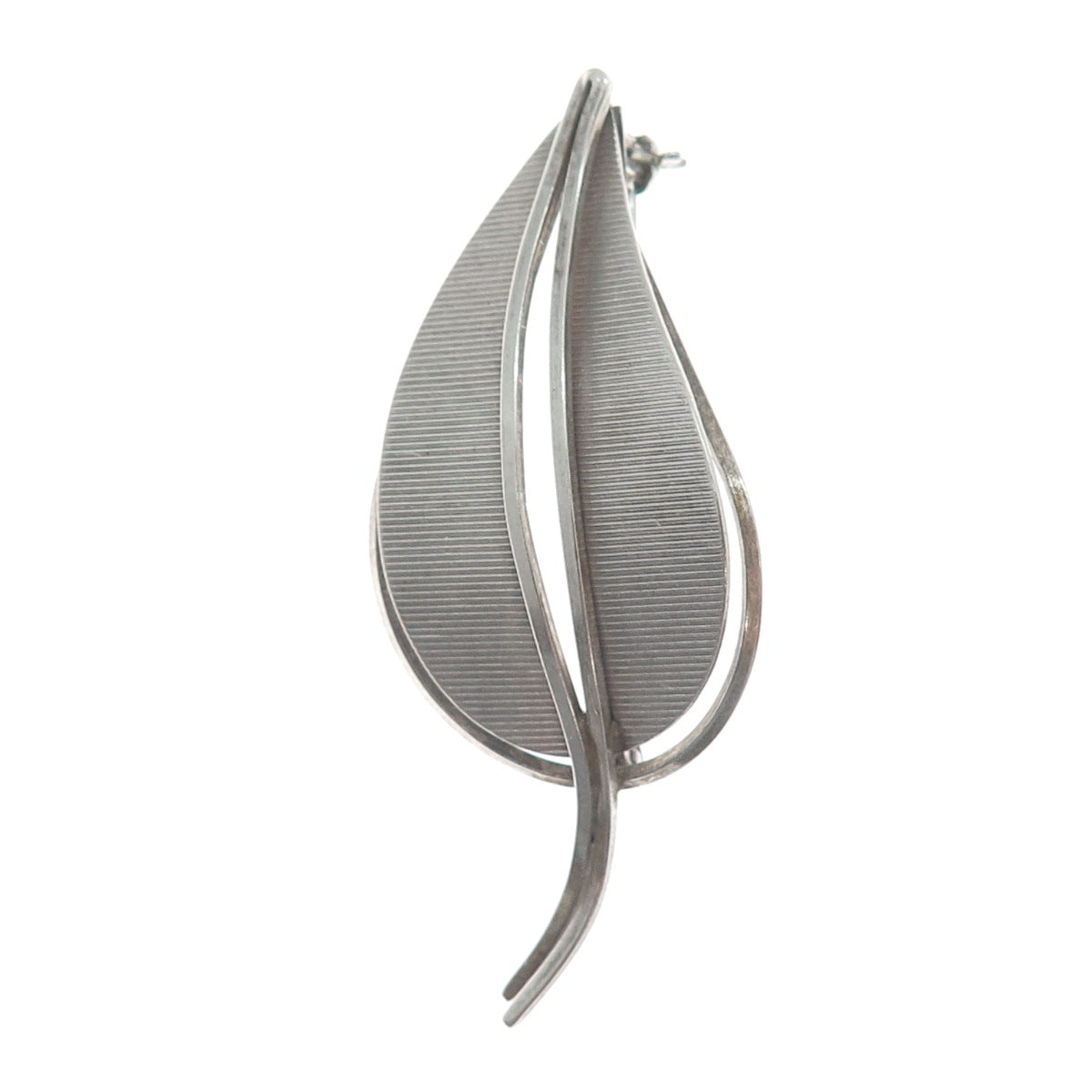 925 Sterling Silver Vintage Germany Modernist Floral Leaf Pin Brooch