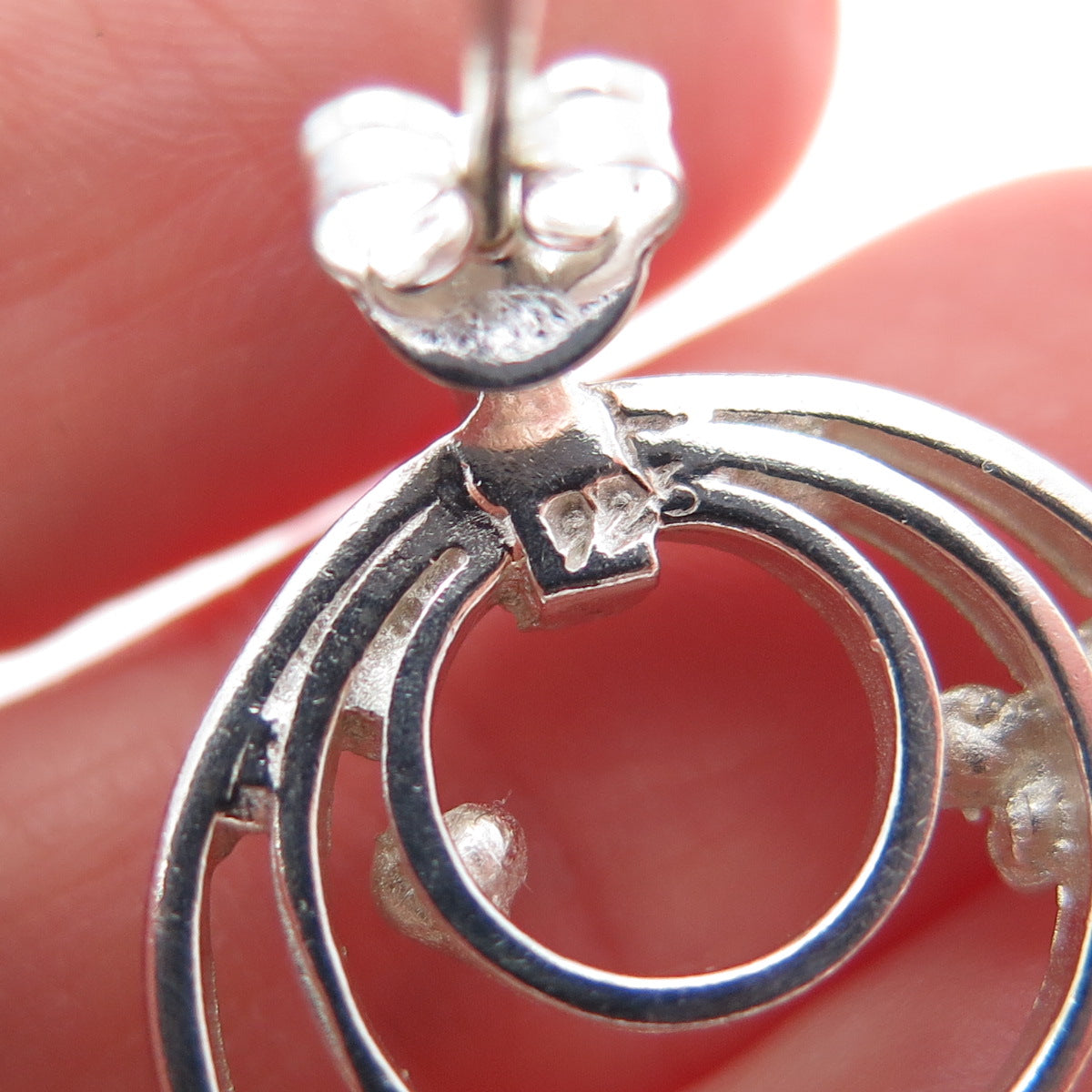 925 Sterling Silver Vintage Dragonfly Butterfly Heart Multi-Circle Earrings