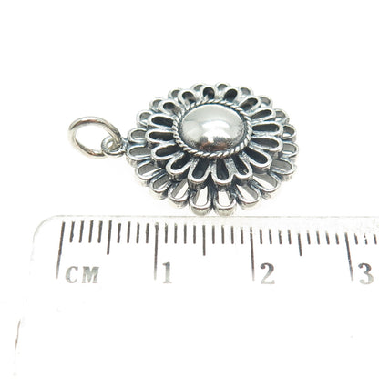 925 Sterling Silver Vintage Modernist Floral Pendant