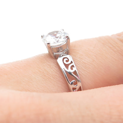 CHAPAL ZENRAY 925 Sterling Silver Round-Cut C Z Engagement Ring Size 7
