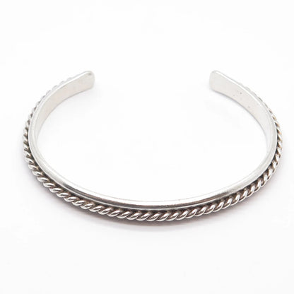 925 Sterling Silver Vintage Twisted Adjustable Cuff Bracelet 7-8"