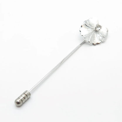 925 Sterling Silver Vintage C Z Bow Lapel Pin