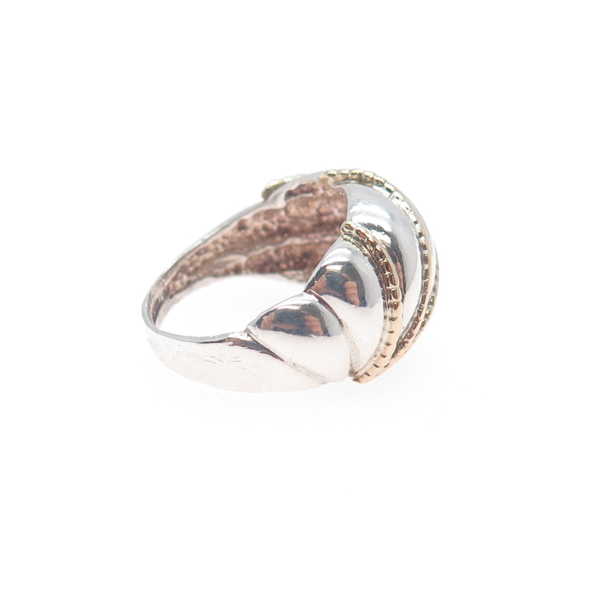 14K Gold 925 Sterling Silver Vintage Modernist Ring Size 4.25