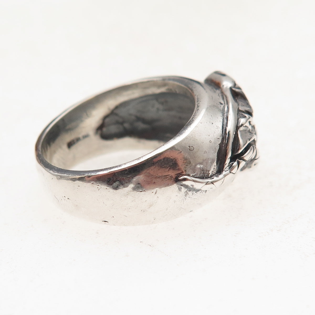 925 Sterling Silver Vintage Snake Oxidized Ring Size 7
