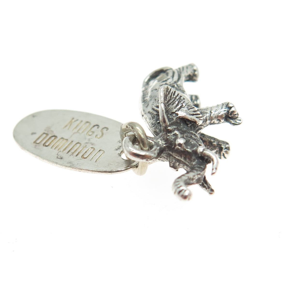 925 Sterling Silver Vintage "Kings Dominion" Elephant 3D Charm Pendant