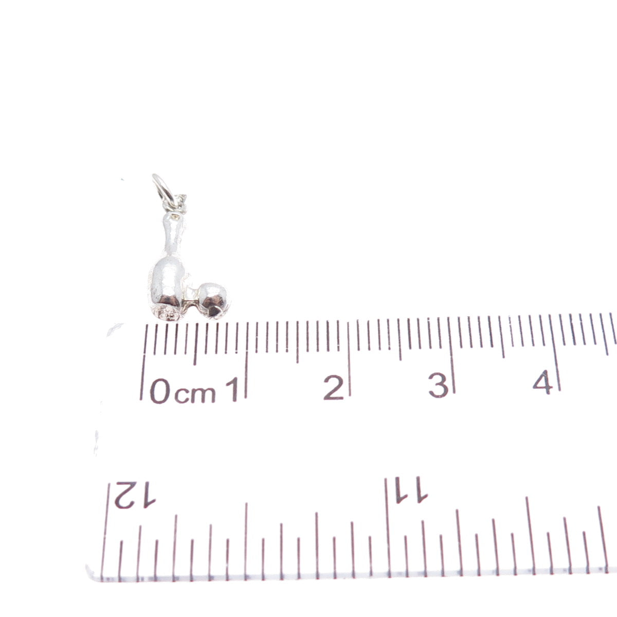 925 Sterling Silver Vintage Bowling Minimalist 3D Charm Pendant