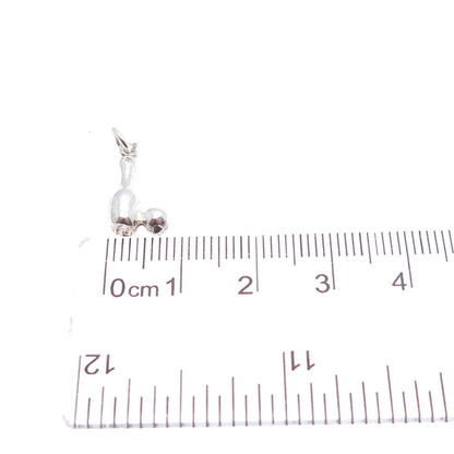 925 Sterling Silver Vintage Bowling Minimalist 3D Charm Pendant