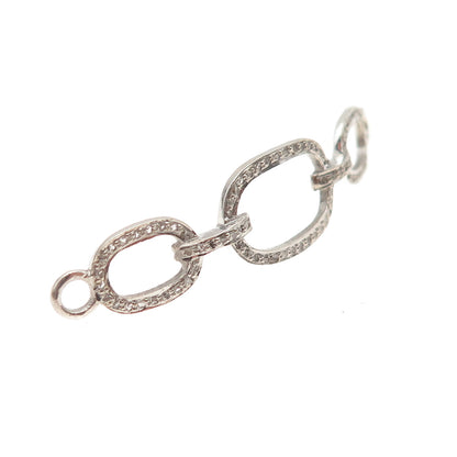 925 Sterling Silver Real Round-Cut Diamond ID Bracelet Centerpiece Part
