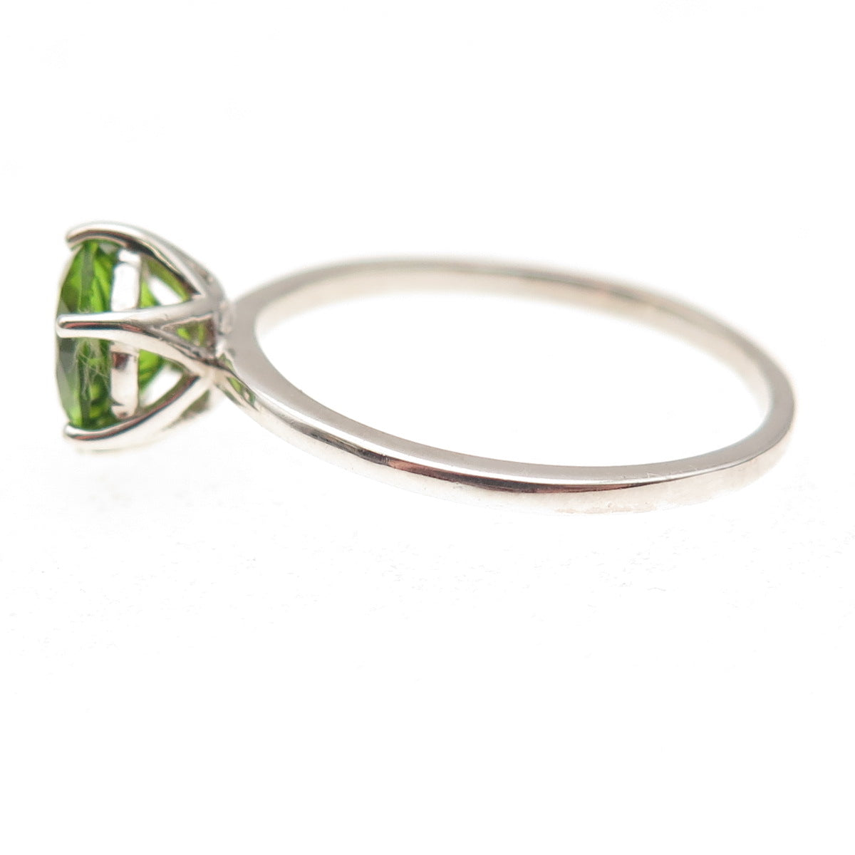 Dazzlers 925 Sterling Silver Real Round-Cut Peridot Ring Size 9
