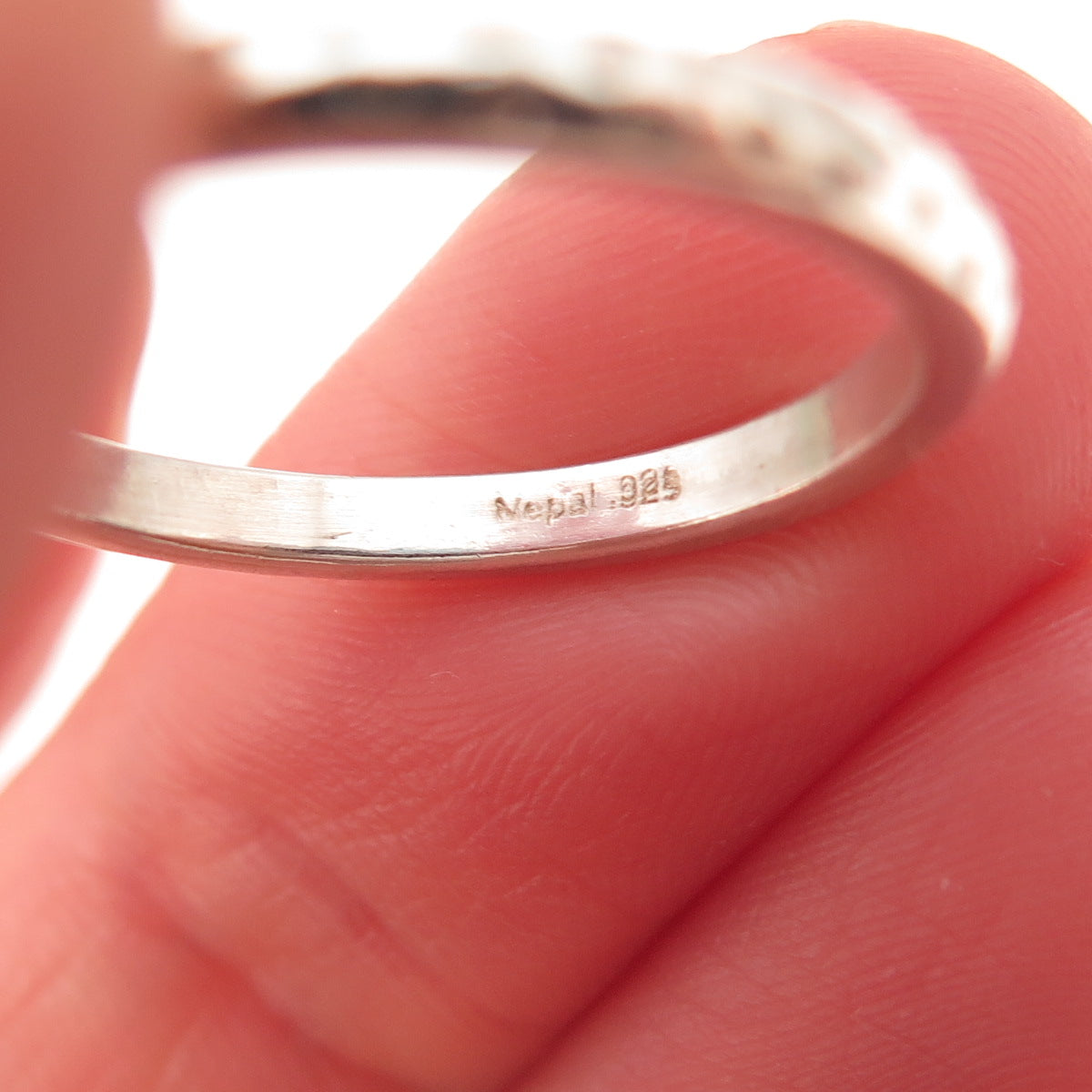 Estelle 925 Sterling Silver Vintage Dotted Oxidized Band Ring Size 7