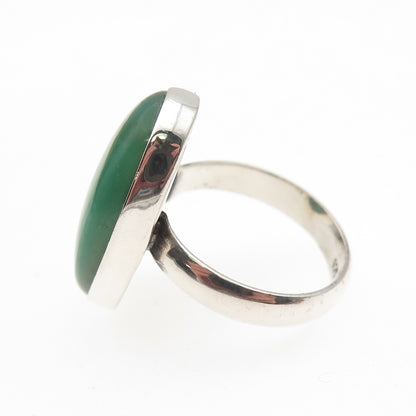 925 Sterling Silver Vintage Real Cabochon Chrysoprase Ring Size 7.25