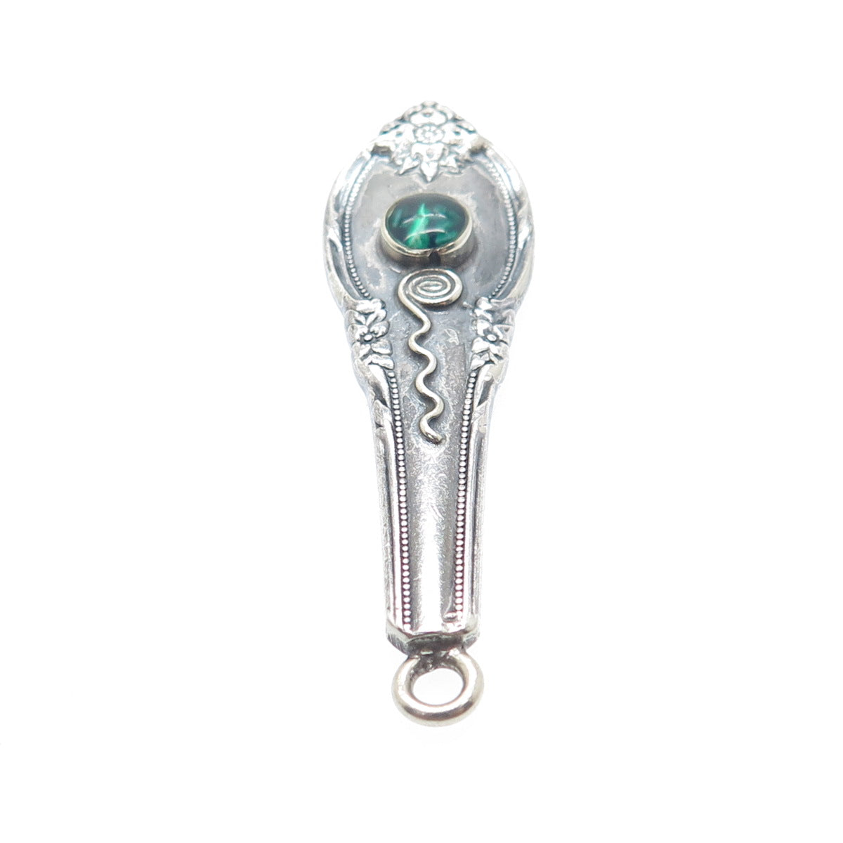 925 Sterling Silver Antique 1948 Real Abalone Shell Remembrance Pendant