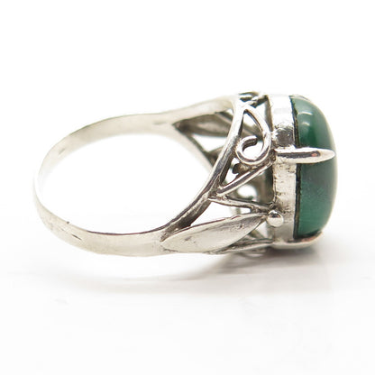 925 Sterling Silver Vintage Real Malachite Ring Size 7.25