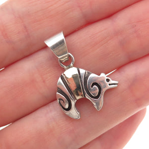 Ervin Hoskie Navajo Old Pawn Sterling Silver Vintage Native Bear Charm Pendant