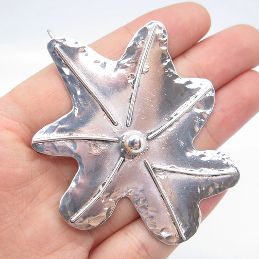 925 Sterling Silver Vintage Abstract Leaf Floral Slide Pendant