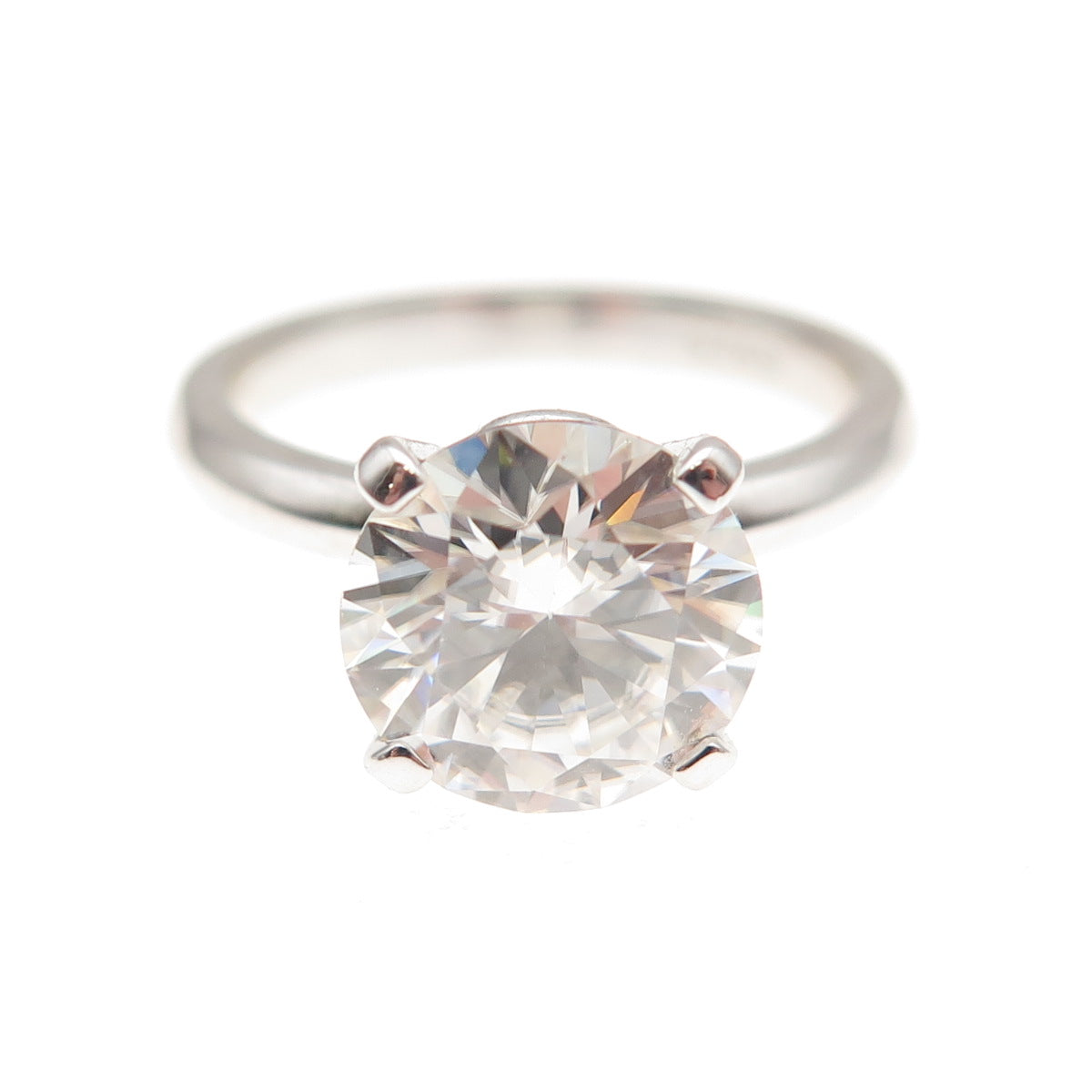 925 Sterling Silver Real Round-Cut Moissanite Engagement Ring Size 6