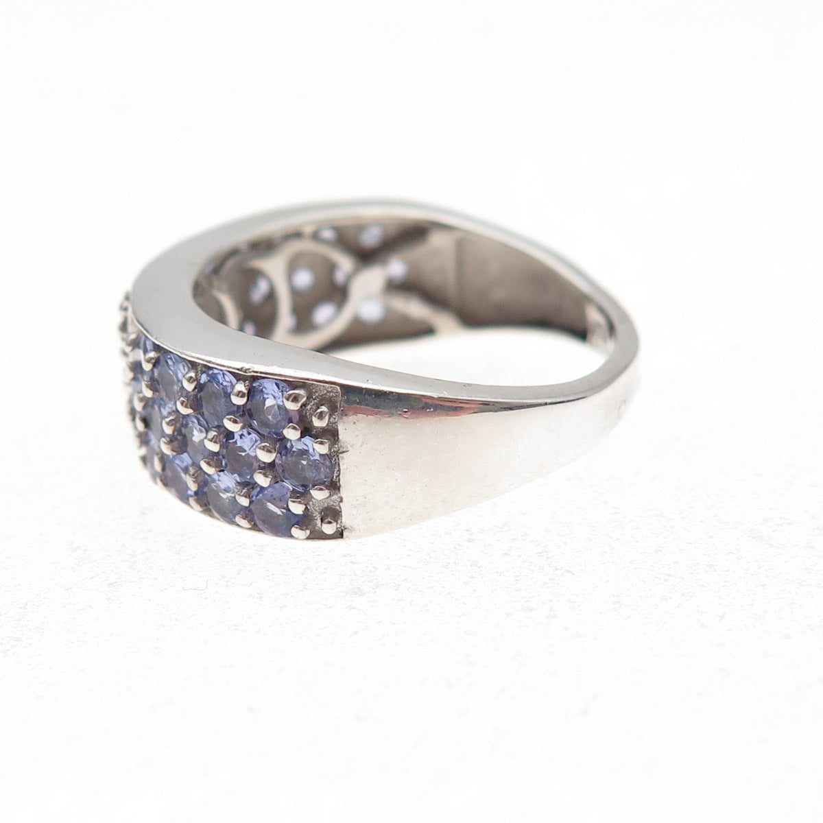Chuck Clemency 925 Sterling Silver Real Round-Cut Tanzanite Ring Size 7