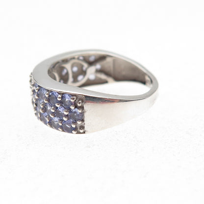 Chuck Clemency 925 Sterling Silver Real Round-Cut Tanzanite Ring Size 7