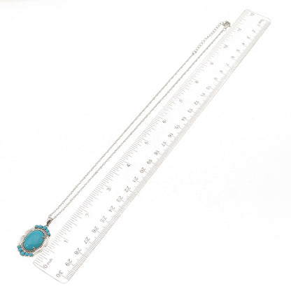 925 Sterling Real Sleeping Beauty Turquoise Singapore Chain Necklace 18-20"