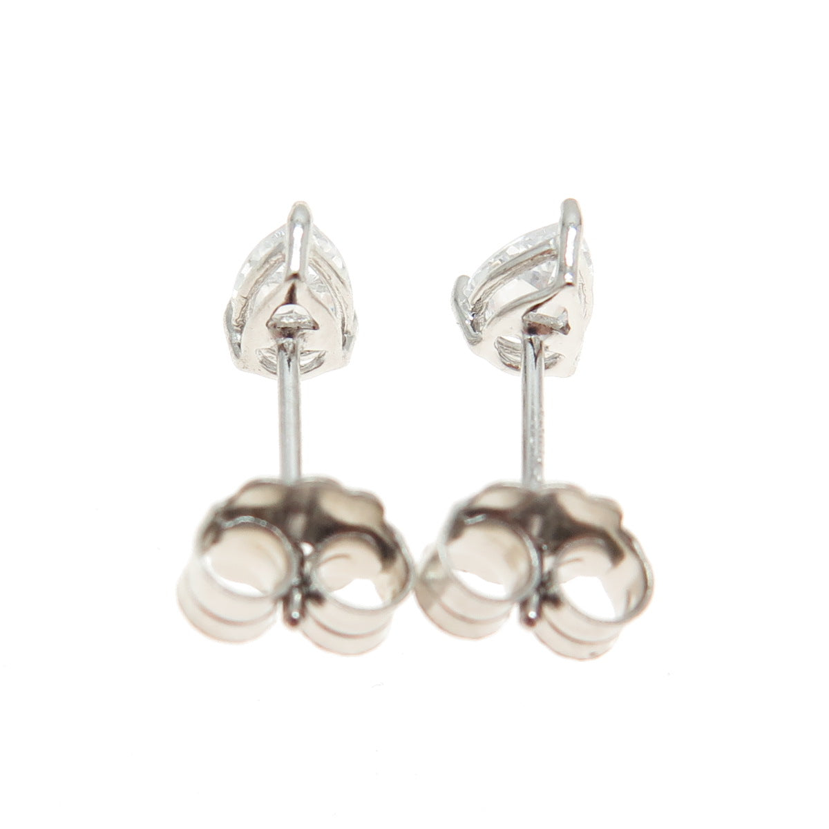 925 Sterling Silver Pear-Cut Shaped White C Z Stud Earrings