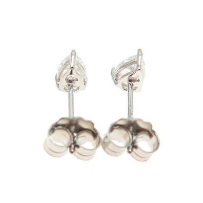 925 Sterling Silver Pear-Cut Shaped White C Z Stud Earrings