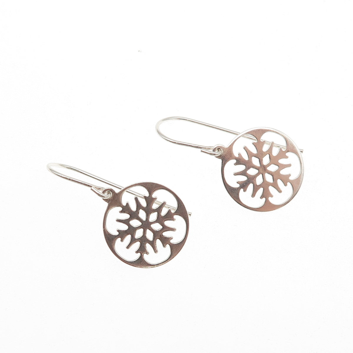 925 Sterling Silver Vintage Snowflake Dangle Earrings