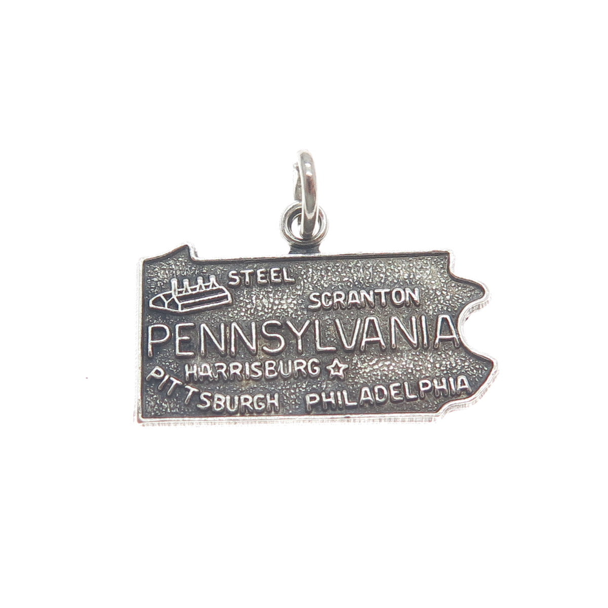 FRENCH & FRANKLIN 925 Sterling Silver Vintage Pennsylvania Oxidized Mini Pendant