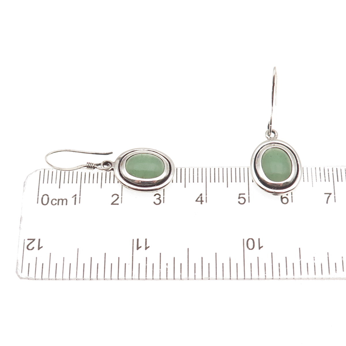 Morning Sun 925 Sterling Silver Vintage Real Jade Oxidized Dangle Earrings