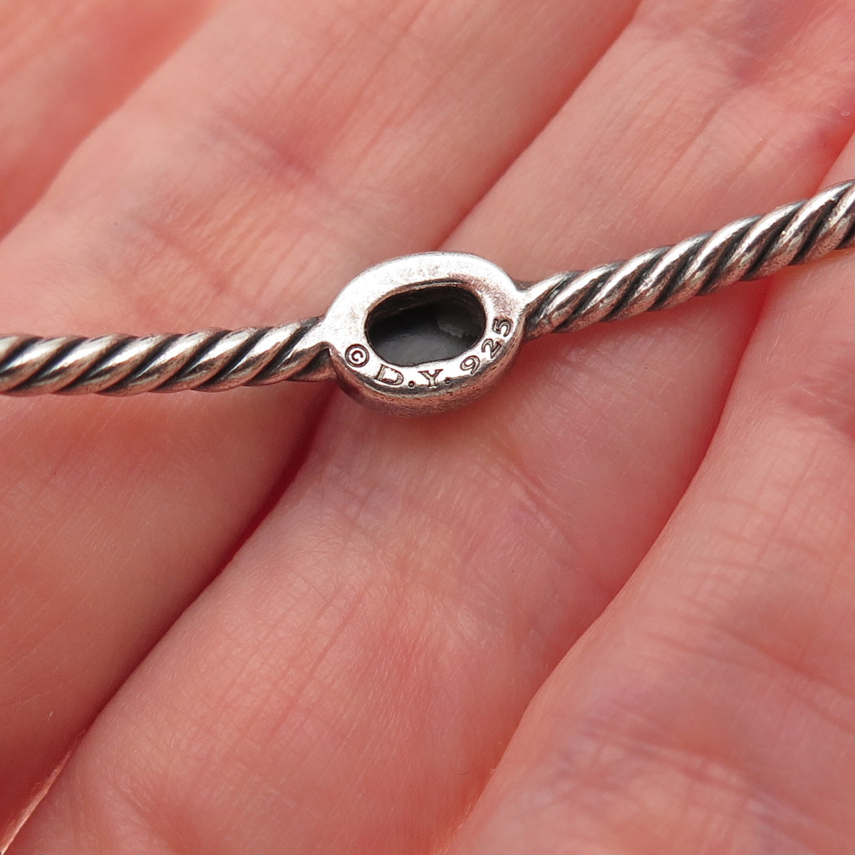 David Yurman 925 Sterling Vintage Real Spinel Cable Classics Bangle Bracelet 8"