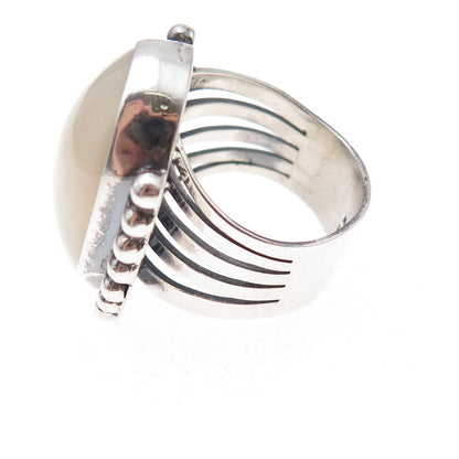 Gilo & Grace Nakai Navajo Old Pawn 925 Sterling Silver Vintage MOP Ring Size 8