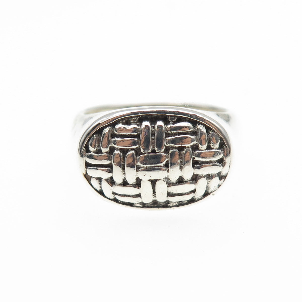 925 Sterling Silver Vintage Woven Oxidized Ring Size 7.25