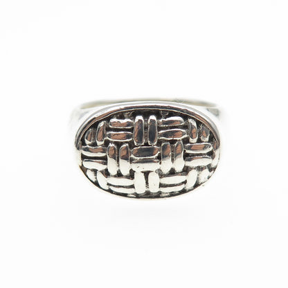 925 Sterling Silver Vintage Woven Oxidized Ring Size 7.25