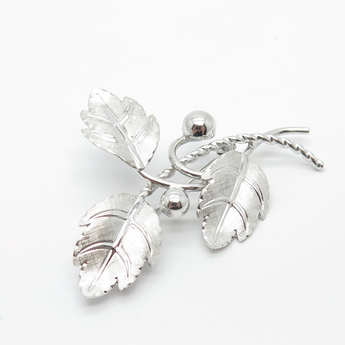 925 Sterling Silver Vintage Van Dell Leaf Branch Pin Brooch