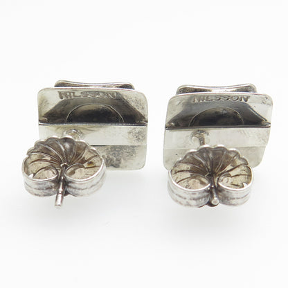 ROBERT NILSSON 925 Sterling Silver Vintage Real Pearl Letter "A" Stud Earrings