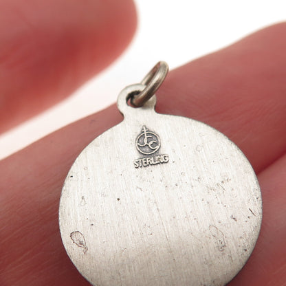 925 Sterling Silver Vintage Saint Anthony Religious Oxidized Charm Pendant