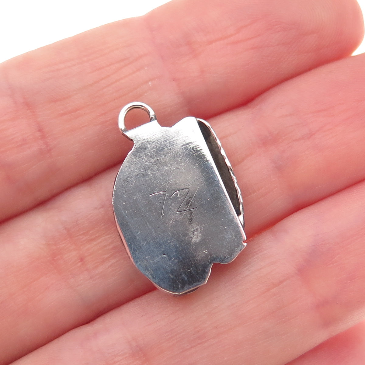 Old Pawn 925 Sterling Silver Vintage Southwestern Turquoise Feather Pendant