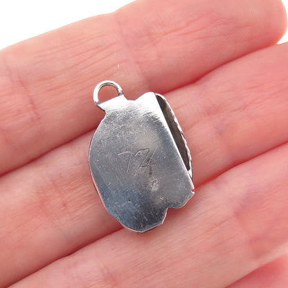 Old Pawn 925 Sterling Silver Vintage Southwestern Turquoise Feather Pendant