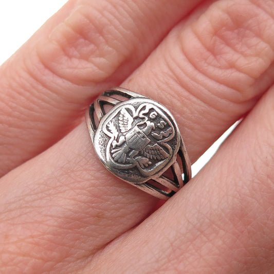 Ostby & Barton 925 Sterling Silver Vintage Girl Scout Oxidized Ring Size 5