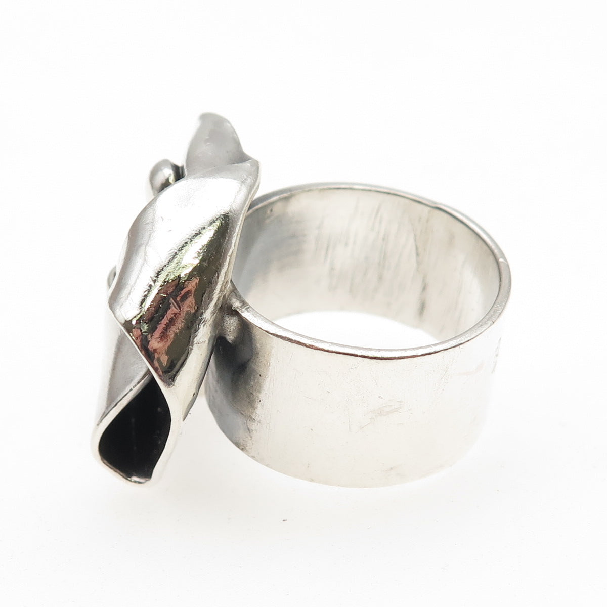 BOM Iceland 925 Sterling Silver Vintage Modernist Oxidized Ring Size 9