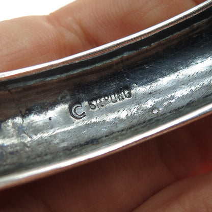 925 Sterling Silver Vintage Modernist Nugget Oxidized Adjustable Bracelet 6"