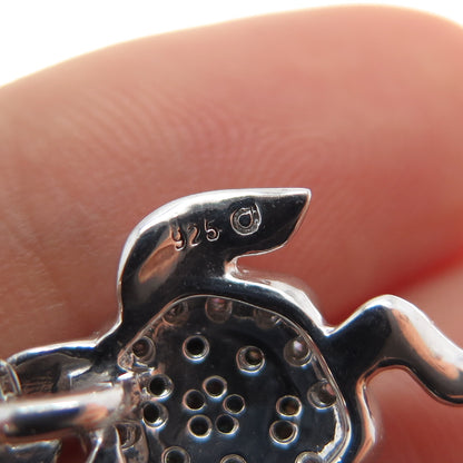 DASAN Sterling Silver Real Multi-Color Diamond Turtle Cable Chain Necklace 18"