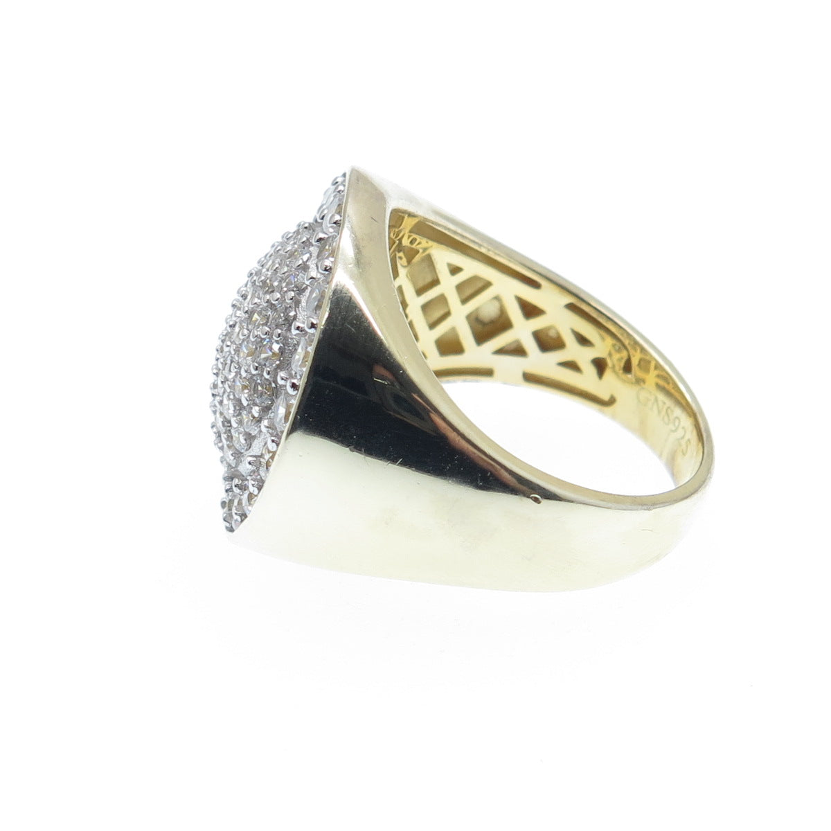 DADWANI 925 Sterling Gold Plated Round-Cut Shaped C Z Sparkle Ring Size 7.25